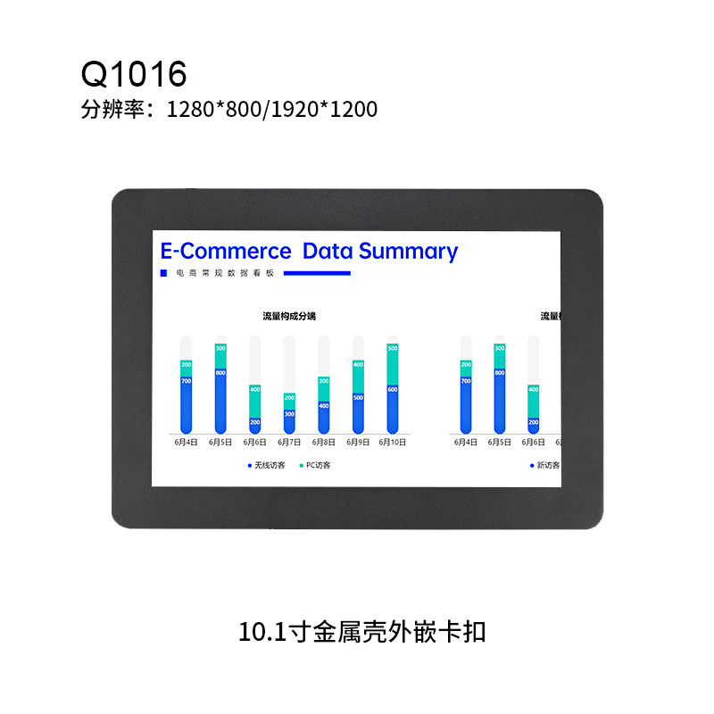 10.1寸金属壳卡扣外嵌显示器